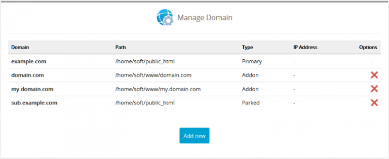 Manage Domain – Webuzo