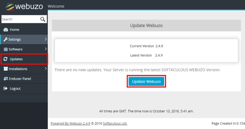 Update Webuzo – Webuzo