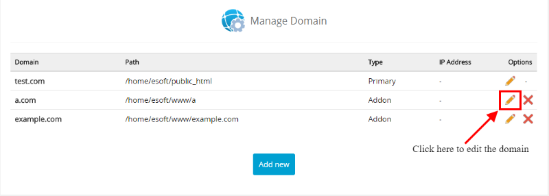 Edit Domain – Webuzo