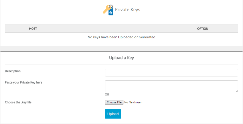 Upload Private key – Webuzo