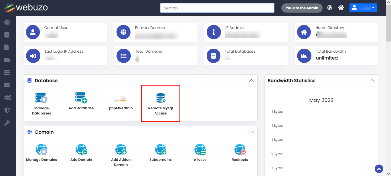 Remote MySQL Access – Webuzo
