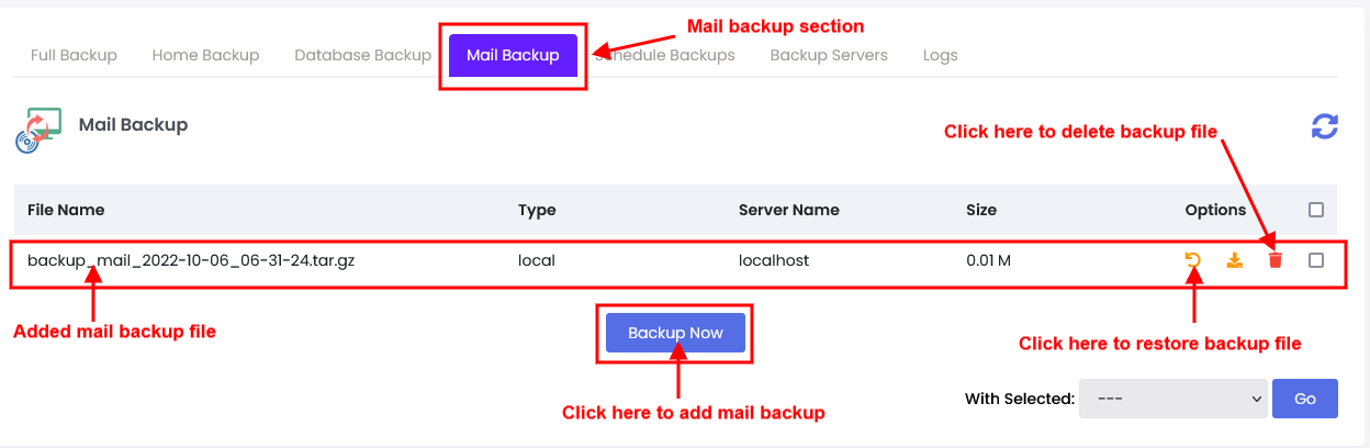 mail backup